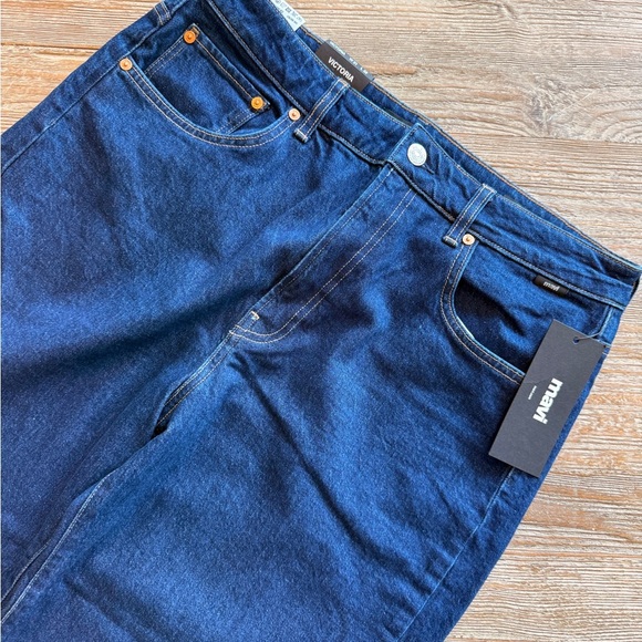 Mavi Victoria High-Rise Wide Leg Solid Deep Recycled Blue Relaxed Jeans 31/32 - Picture 8 of 10